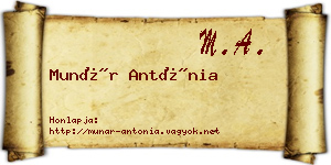 Munár Antónia névjegykártya